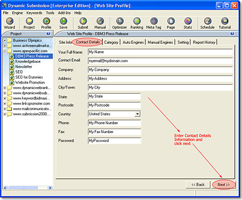 Web Profile Contact Details